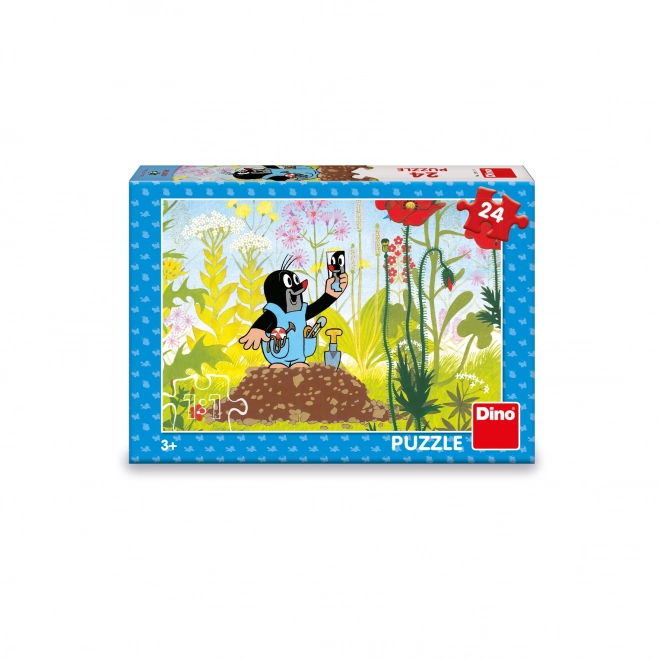 Puzzle Krtek nadrágokban 24 darabos 26x18cm dobozban 27x19x4cm