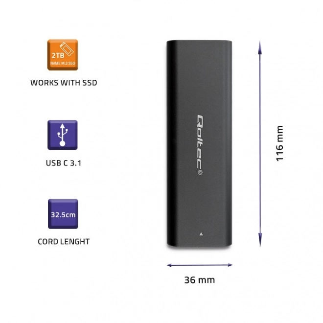 Qoltec M.2 SSD meghajtóház USB-C-vel