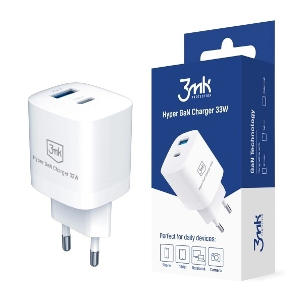 Hálózati töltő 33W USB-C és USB-A GaN PD
