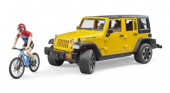 Bruder Jeep Wrangler Rubicon biciklistával és kerékpárral