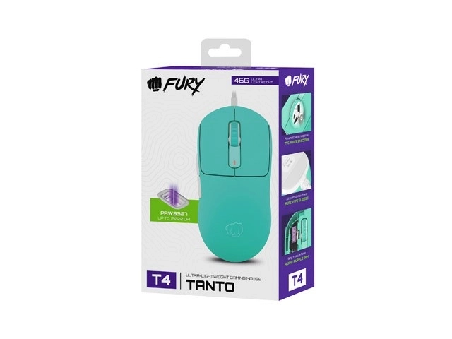 Fury Tanto T4 RGB 12000 DPI játék egér menta