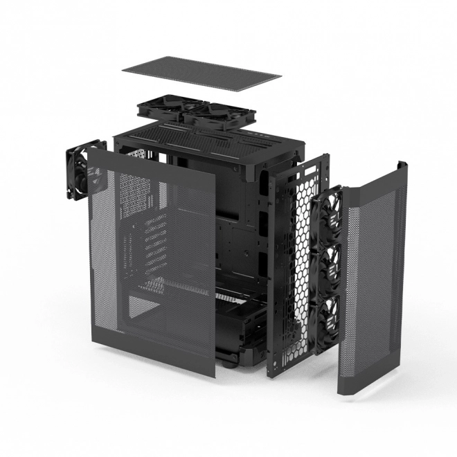 Modern ATX középtorony ház 6 ventilátorral