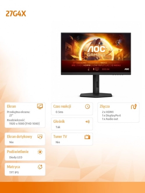 27 hüvelykes IPS monitor 180Hz HDMI x2 DP Pivot hangszórókkal