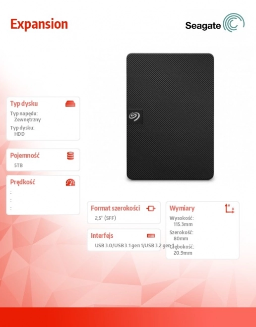 Seagate Expansion 5TB külső merevlemez fekete