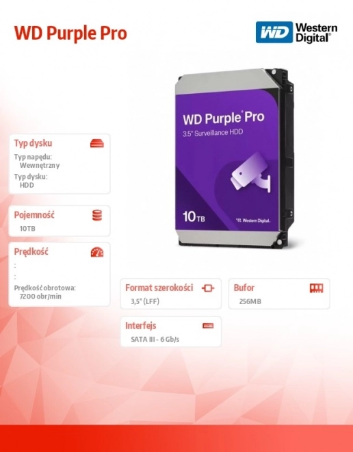 Western Digital wd purple pro 10TB merevlemez meghajtó