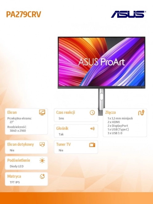 27 hüvelykes PA279CRV Monitor beépített hangszórókkal