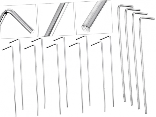 Acél sátorcövek készlet 24cm 10 darab akasztó és hurok