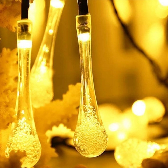 Napelemes kerti LED fényfüzér terasz erkély 50 LED