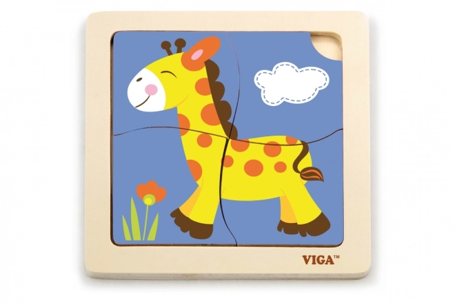 Viga fa puzzle zsiráf motívummal