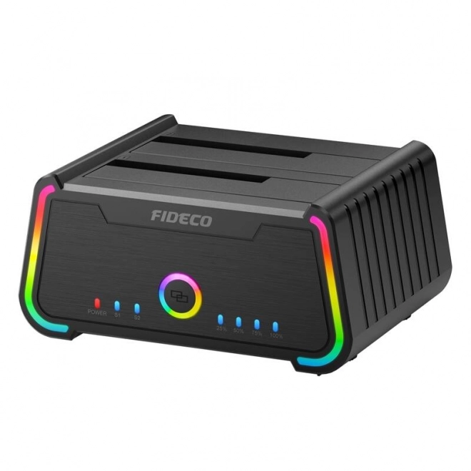 Fideco HDD/SSD dokkoló állomás RGB világítással