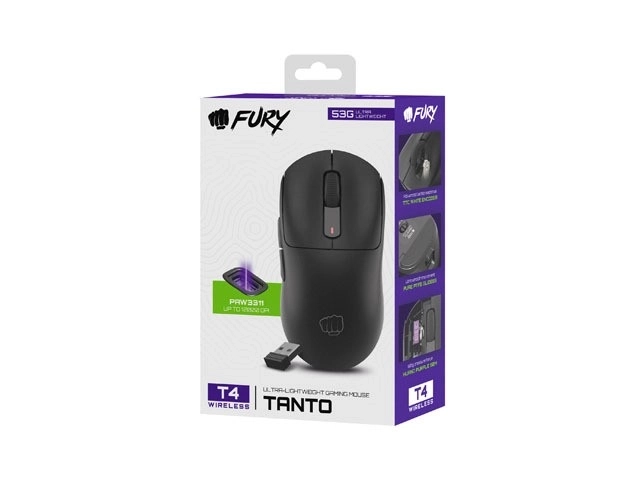 Vezeték nélküli egér Fury Tanto T4 RGB 12000DPI fekete