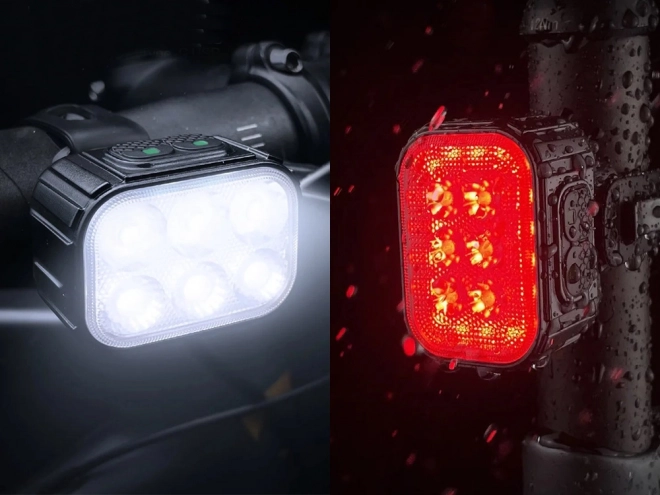LED kerékpárlámpa elülső és hátsó készlet, USB újratölthető