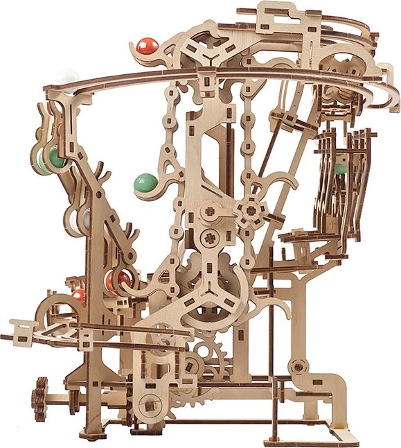 Ugears 3D fa mechanikus puzzle golyópálya láncmechanizmussal