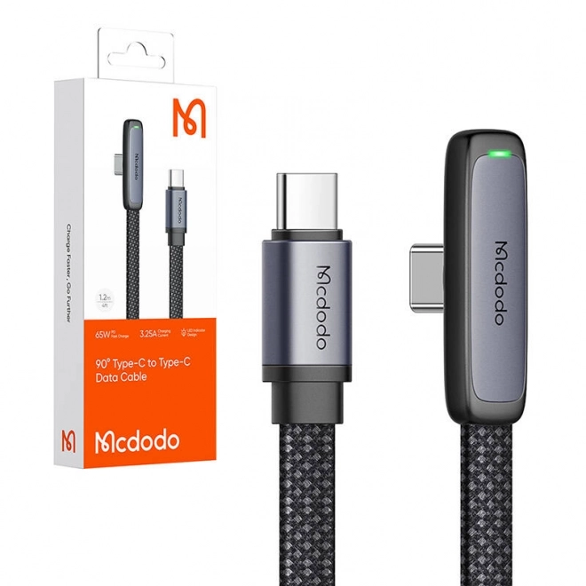 Usb-c - usb-c Mcdodo 65w fekete úhlový töltő kábel