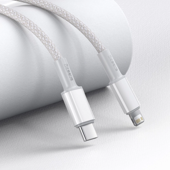 usb-c lightning kábel Baseus fonott, 20W, PD, 2m (fehér)