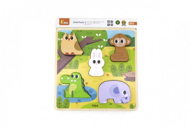 Viga fából készült erdei állatos puzzle