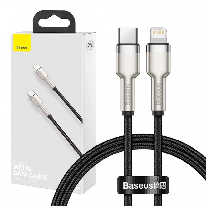 Baseus Cafule usb-c lightning kábel, pd, 20w, 0,25m (fekete)