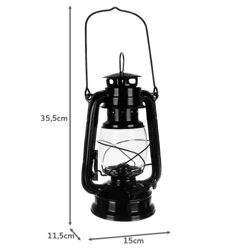 Fekete petróleumlámpa 24 cm