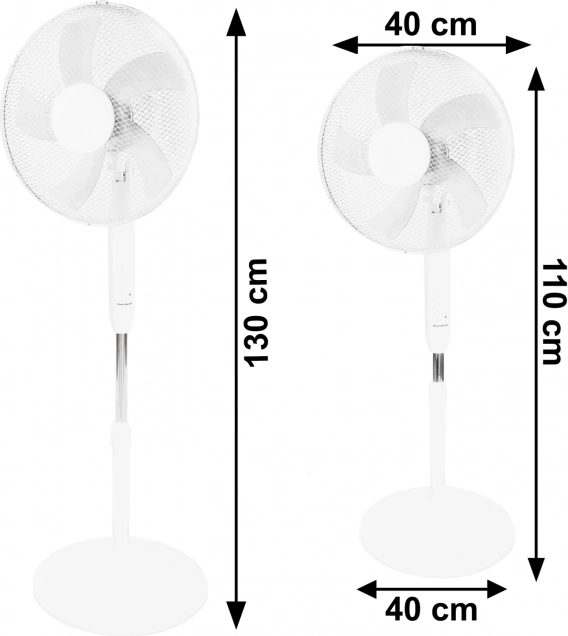 Álló ventilátor 45W - 3 üzemmód, 5 lapát, fehér