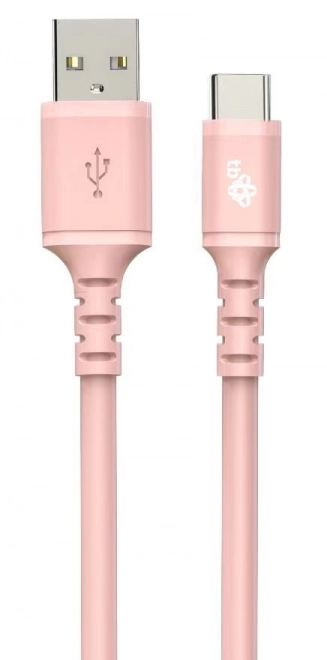 Rózsaszín szilikon USB - USB C kábel 1m
