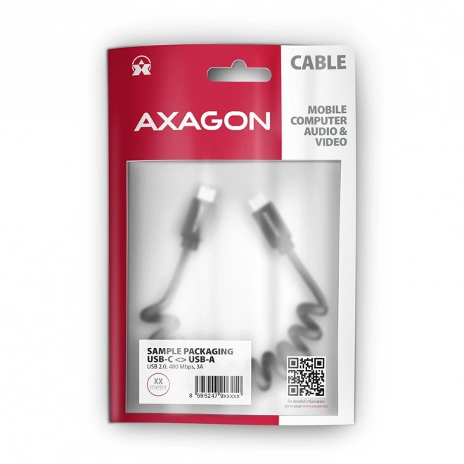 Axagon USB-C - USB-C csavart kábel