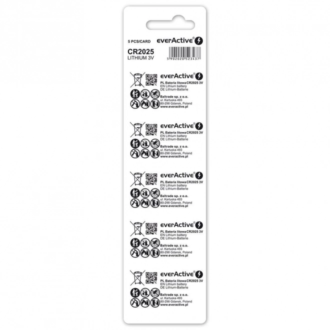 EverActive litium gombelem CR2025 - 5db
