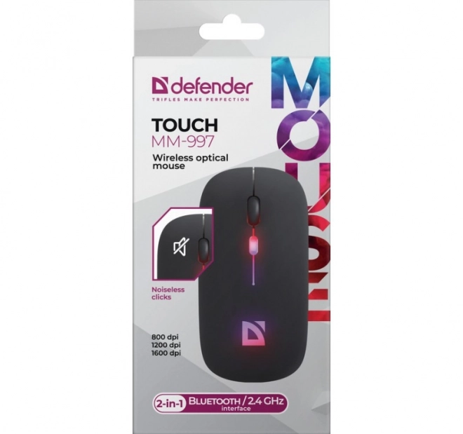 Vezeték nélküli csendes Click TOUCH egér fekete