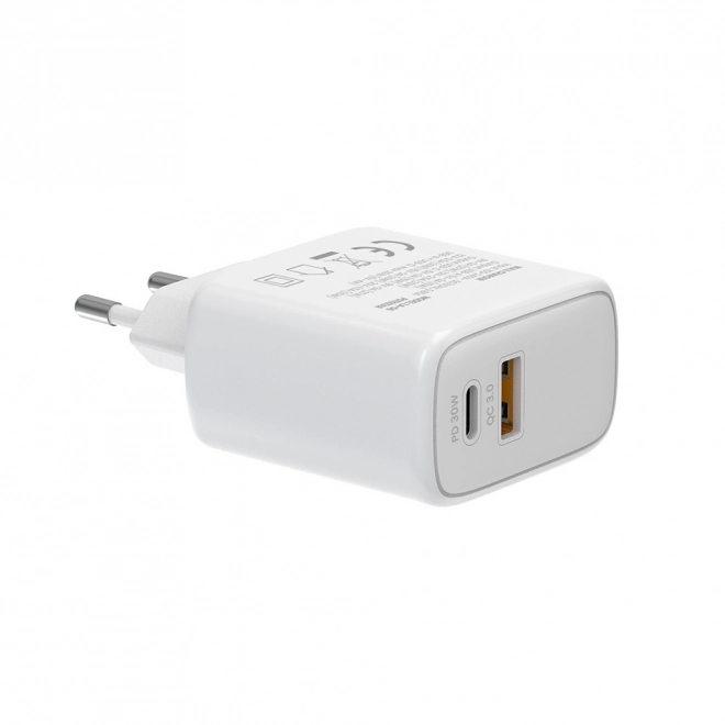 Gyors Töltő Power Delivery 3.0 30W Fehér Kábel