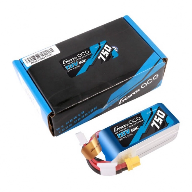 Gens Ace 750 mAh 11,1V 60C 3S1P lipo akkumulátor XT30 csatlakozóval