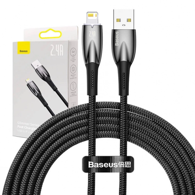 Baseus Glimmer villámcsatlakozós USB kábel, 2,4 A, 2m (fekete)
