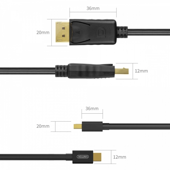 Unitek prémium minidisplayport-displayport kábel 2m