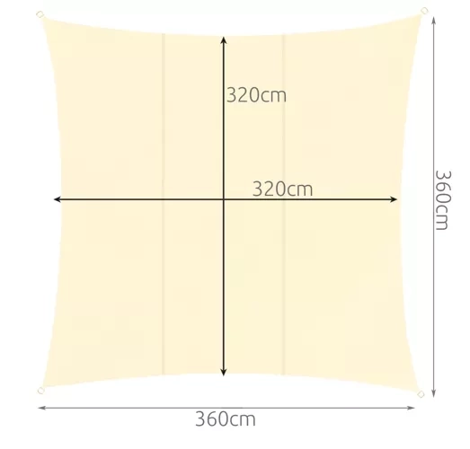 Napellenző vitorla, négyszögletes 3,6x3,6m