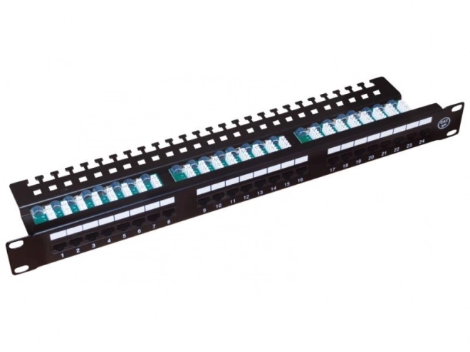 Patch panel UTP kat.5e 24 portos 1U polc