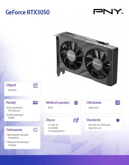 Geforce RTX 3050 Verto Dual Ventilátoros Grafikus Kártya