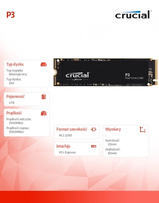 Crucial SSD P3 4TB M.2 NVMe Meghajtó