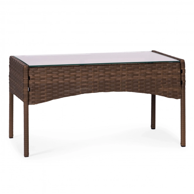 Kerti bútor szett rattan kinézettel – pad, asztal, szék barna MultiGarden