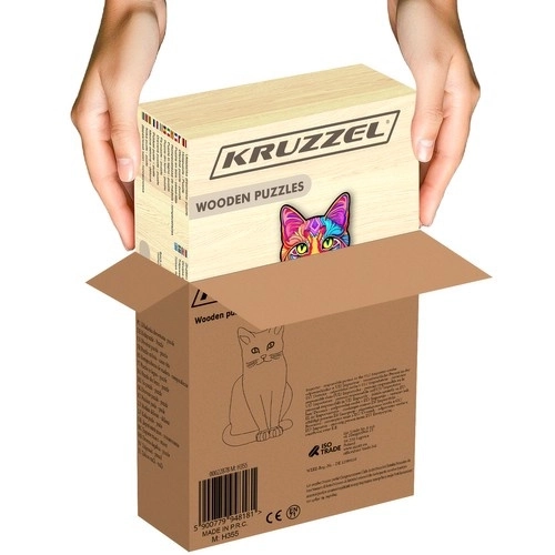 Színes fából készült macska kirakó