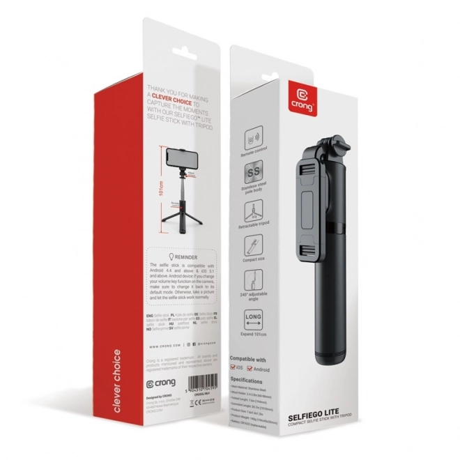 Kompakt selfie stick és tripod Bluetooth-tal