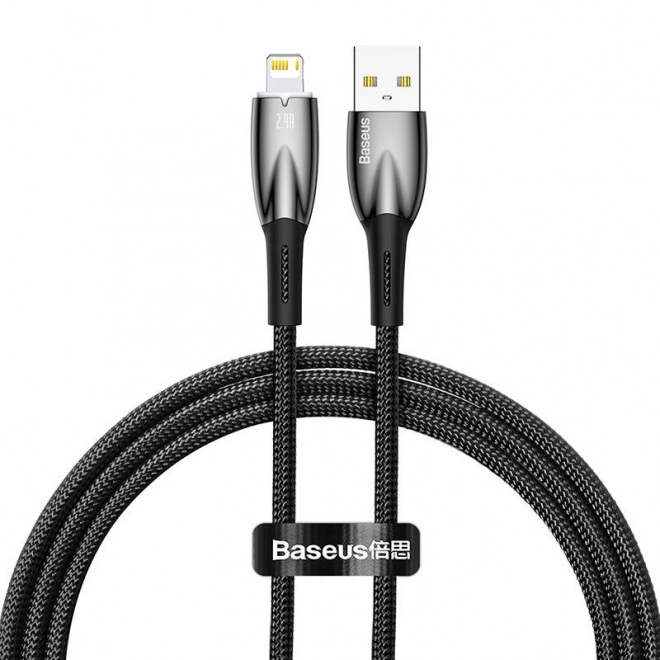 Baseus glimmer usb kábel lightning típusú csatlakozóval, 2.4A, 1m, fekete