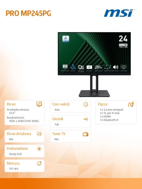 23,8 hüvelykes LED FHD síkképernyős monitor