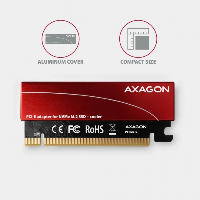 Axagon PCIe M.2 NVMe adapter alumínium hűtéssel