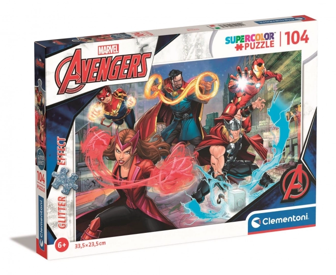 Tisztaító Clementoni Marvel Avengers csillogó puzzle 104 darabos