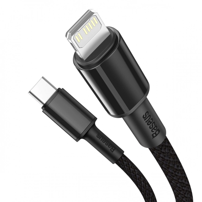 Baseus gyors töltésű, nagy sűrűségű szövött kábel USB-C - Lightning, PD 20W, 1m (fekete)