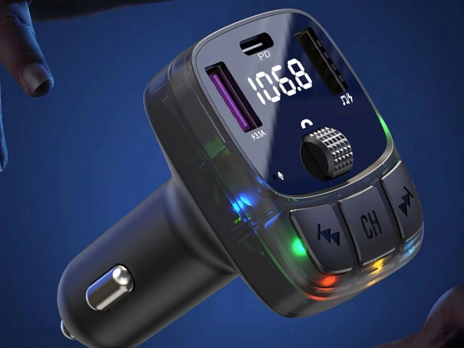 FM adó Bluetooth 5.3, 2xUSB + USB C, MP3 lejátszó, LCD kijelző 12V