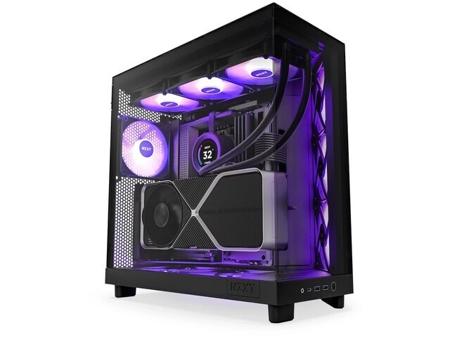 Fekete NZXT H6 Flow RGB számítógépház ablakkal