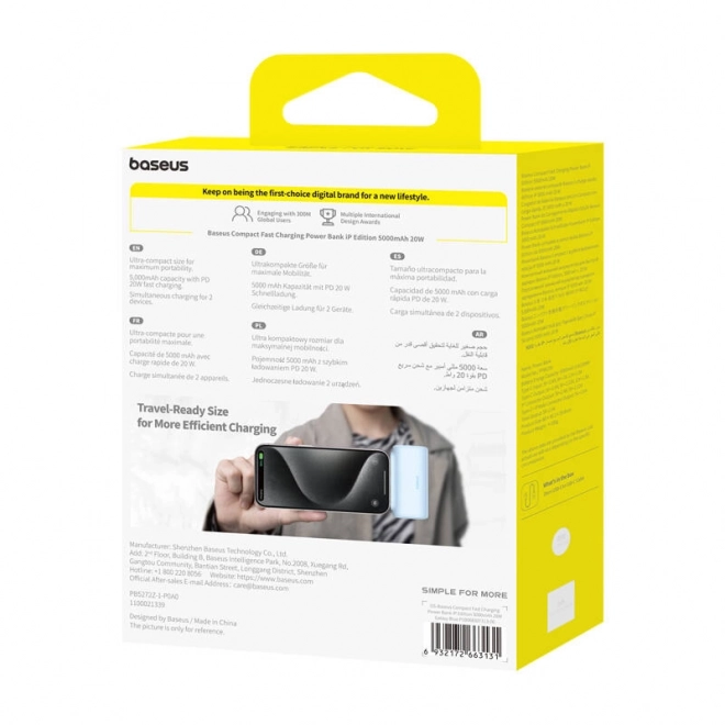 Baseus kompakt IP Powerbank 5000mAh 20W kék