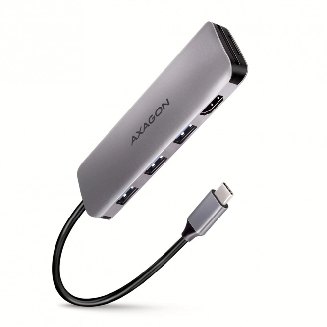 Axagon 5 az 1-ben többportos USB hub HDMI-vel és kártyaolvasóval