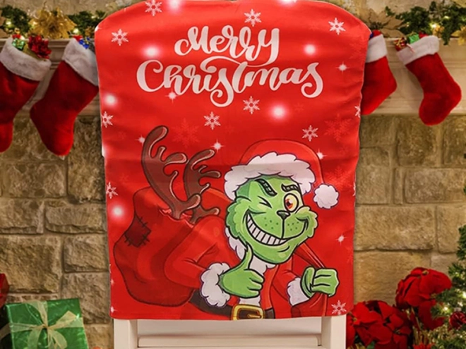 Karácsonyi dekoratív szék huzat GRINCH háttámlára