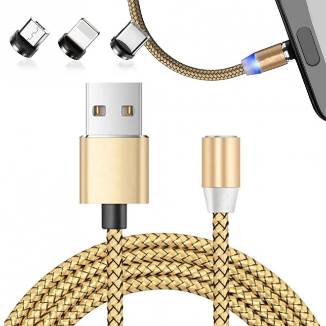 Mágneses töltőkábel 3 az 1-ben Micro USB C típus Lightning 1m