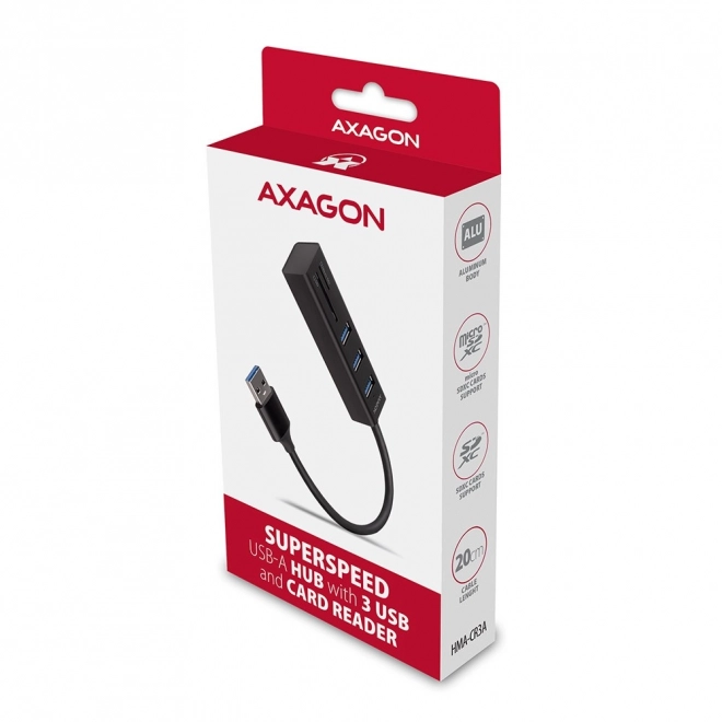 Axagon univerzális USB hub és kártyaolvasó